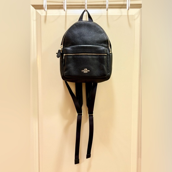 Coach Charlie Black Leather Backpack with Gold Details! - Picture 1 of 10
